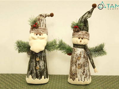 Mô hình Noel vải nhồi bông Vintage dang tay cành thông cước X-VNHB-13